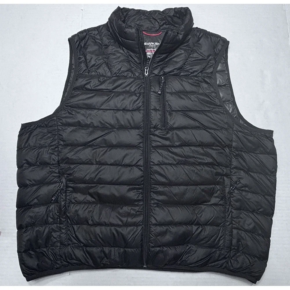 Hawke & Co Down Vest XXL Black Packable Puffer Full Zip‎ Outdoor Lightweight